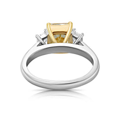 3.23 Carat Fancy Light Yellow Elongated Radiant Diamond Engagement Ring