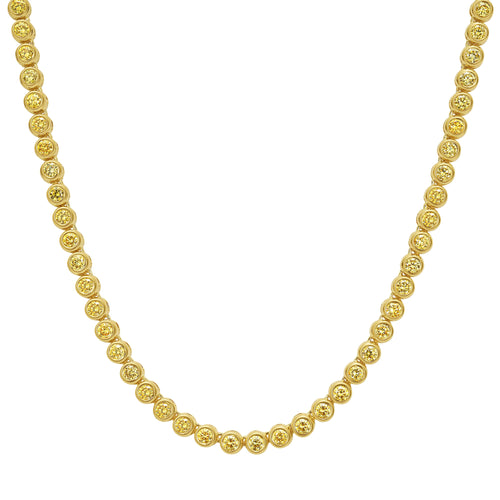 Intense Yellow Round Diamond Bezel Set Necklace