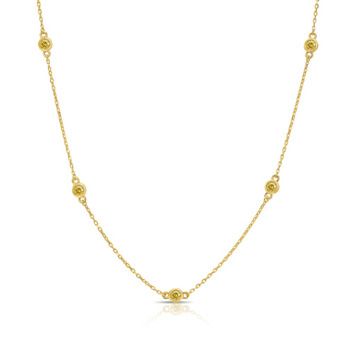 Yellow Diamond Bezel Station Necklace