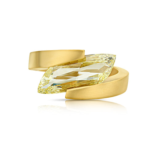 3 Carat Yellow 'Flame Cut' Diamond Ring