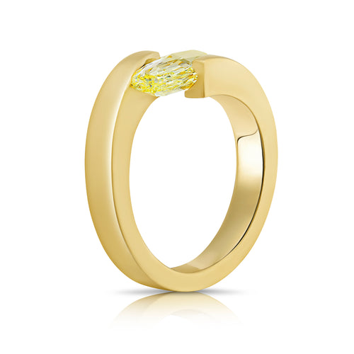 3 Carat Yellow 'Flame Cut' Diamond Ring