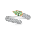 Green Diamond Pavé Spiral Pinky Ring