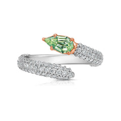 Green Diamond Pavé Spiral Pinky Ring