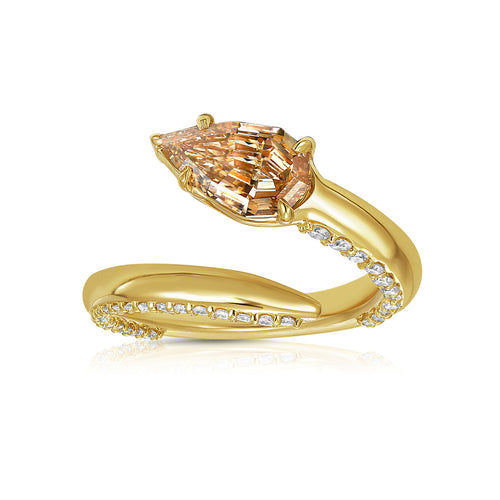 Champagne Diamond Side Pavé Spiral Pinky Ring