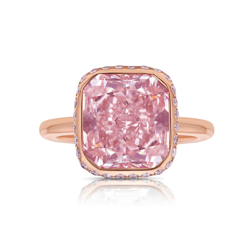 5ct Very Light Pink Diamond Bezel Set Statement Ring