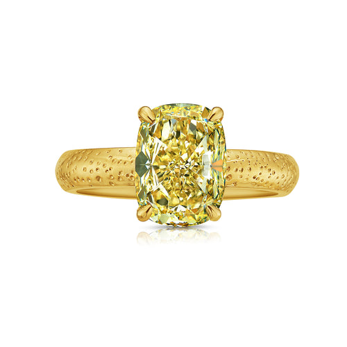 3.04ct Fancy Yellow Elongated Cushion Cut Diamond Galaxy Ring
