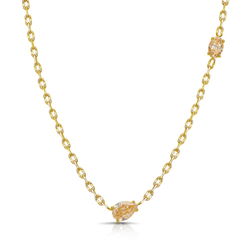 Champagne Diamond Station Necklace