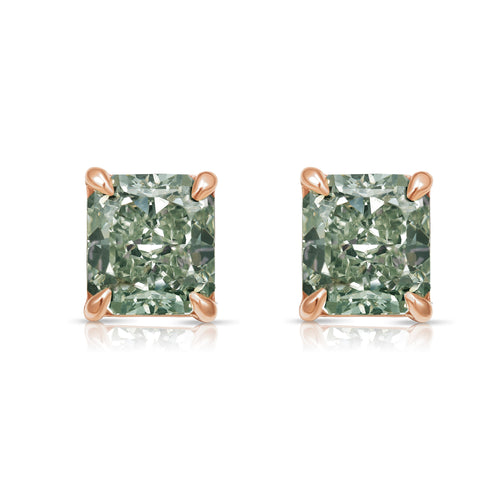 1.75ct Each Radiant Cut Chameleon Diamond Studs