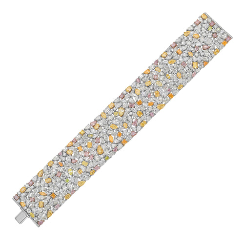 Fancy Color and White Diamond Carpet Bracelet