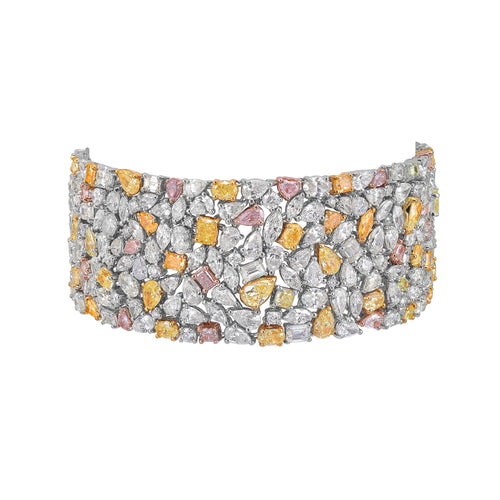 Fancy Color and White Diamond Carpet Bracelet