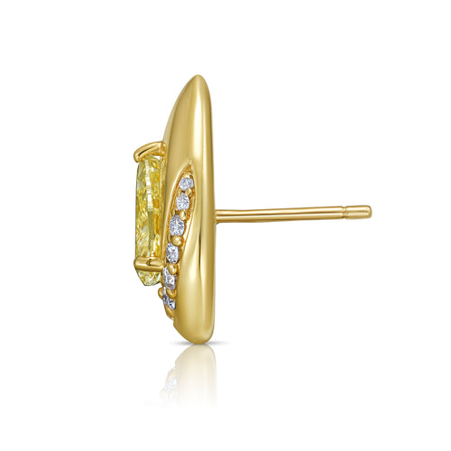 Bezel Swirl Yellow Diamond Studs