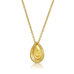 Bezel Spiral Pavé Yellow Pear Diamond Pendant