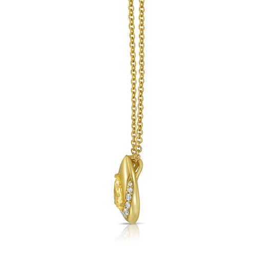 Bezel Spiral Pavé Yellow Pear Diamond Pendant