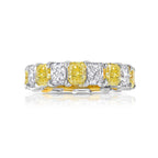 Alternating Fancy Yellow and White Elongated Radiant Diamond Eternity Band