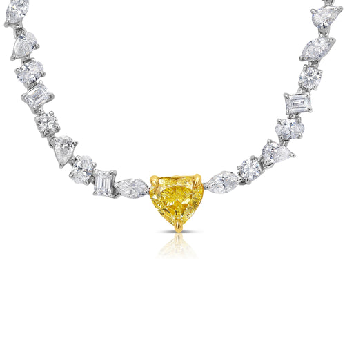 Mixed Shape with Fancy Yellow Heart Shape Diamond Necklace