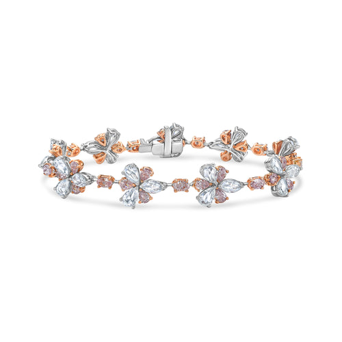 10ct Fancy Pink & White Diamond Floral Bracelet