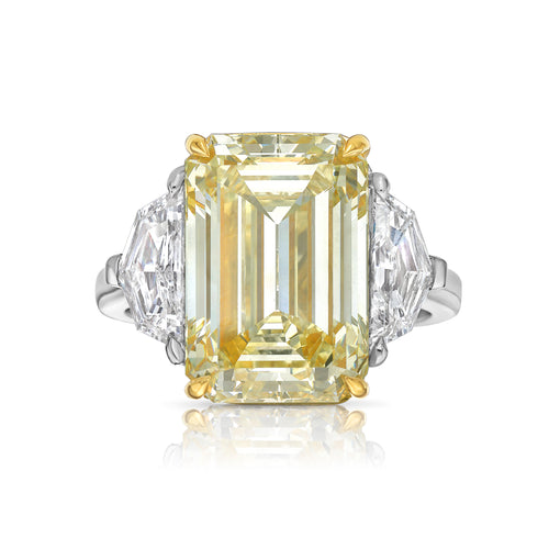 7 Carat Yellow Emerald Cut Diamond Engagement Ring