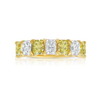 Alternating Fancy Yellow and White Elongated Radiant Diamond Half Eternity Band