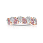 Alternating Pink and White Pear Shape Diamond Half Eternity Band