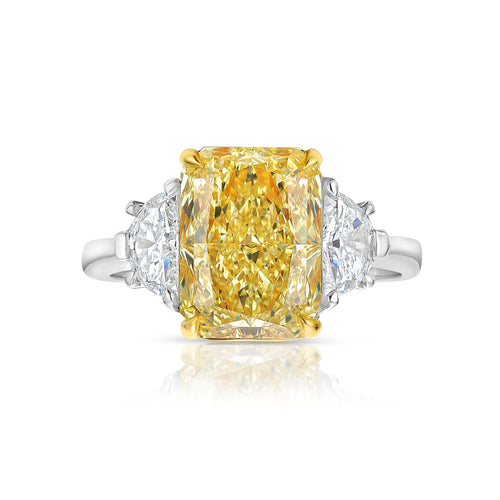 3.5ct Fancy Yellow Elongated Radiant Diamond Engagement Ring