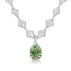 Lozenge Cut Diamond Bezel Necklace with Detachable Green Diamond Charm