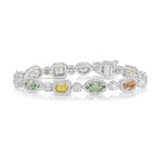 Rare Multi Color Fancy Shape Halo Bracelet