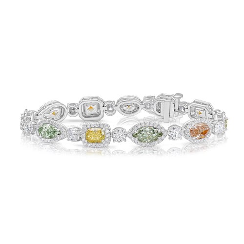 Rare Multi Color Fancy Shape Halo Bracelet