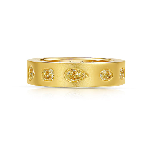 Mixed Shape Yellow Diamond Bezel Eternity Band