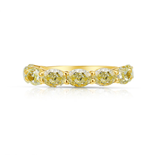 3ct Fancy Yellow Oval Diamond East West Half Eternity Band