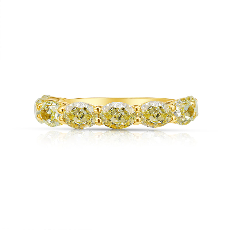 3ct Fancy Yellow Oval Diamond East West Half Eternity Band
