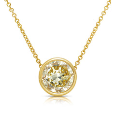 6 Carat Round Bezel Set Yellow Diamond Pendant