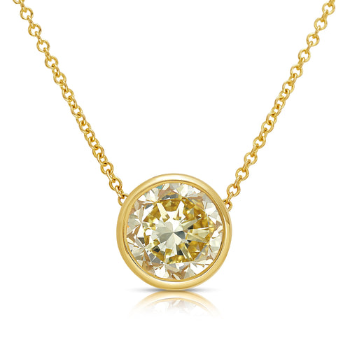 6 Carat Round Bezel Set Yellow Diamond Pendant
