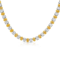 24ct Alternating Yellow and White Oval Diamond Necklace