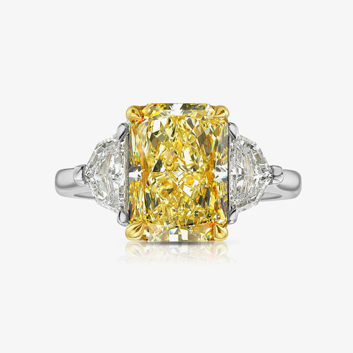 Elongated Radiant Yellow Diamond Engagement Ring