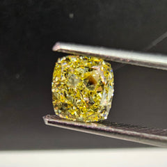 1.16 Carat Cushion Cut GIA Certified Diamond  Fancy Yellow  Internally Flawless.