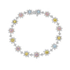 Elegant flower-shaped bracelet featuring natural multicolor diamonds.