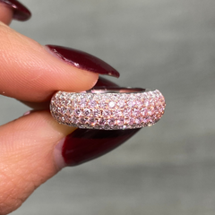 Unique 5 row pink and white diamond ring.