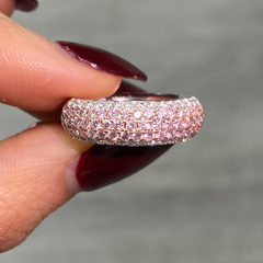 Unique 5 row pink and white diamond ring.