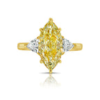 3 Carat Marquise Cut Light Yellow Diamond Three Stone Ring