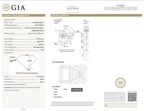 pink diamond. natural pink diamond. GIA certified pink diamond. pink radiant cut diamond.