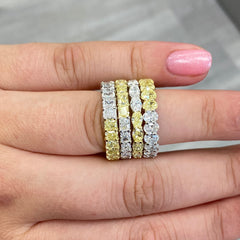 Wear two ways diamond eternity band. Undecided eternity ring. Diamond eternity ring. Fancy yellow and white alternating eternity band. Alternating diamond ring.