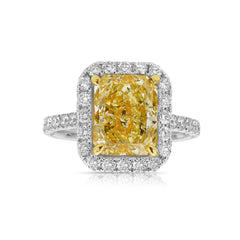 3.50ct GIA Light Yellow Radiant Diamond Ring