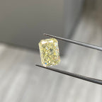 elongated radiant yellow diamond, fancy light yellow natural diamond, natural canary diamond