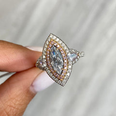 1 Carat GIA Light Blue Marquise Diamond Ring