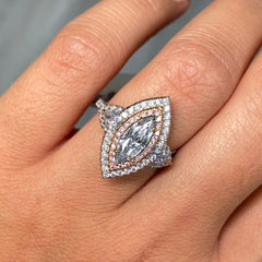 1 Carat GIA Light Blue Marquise Diamond Ring