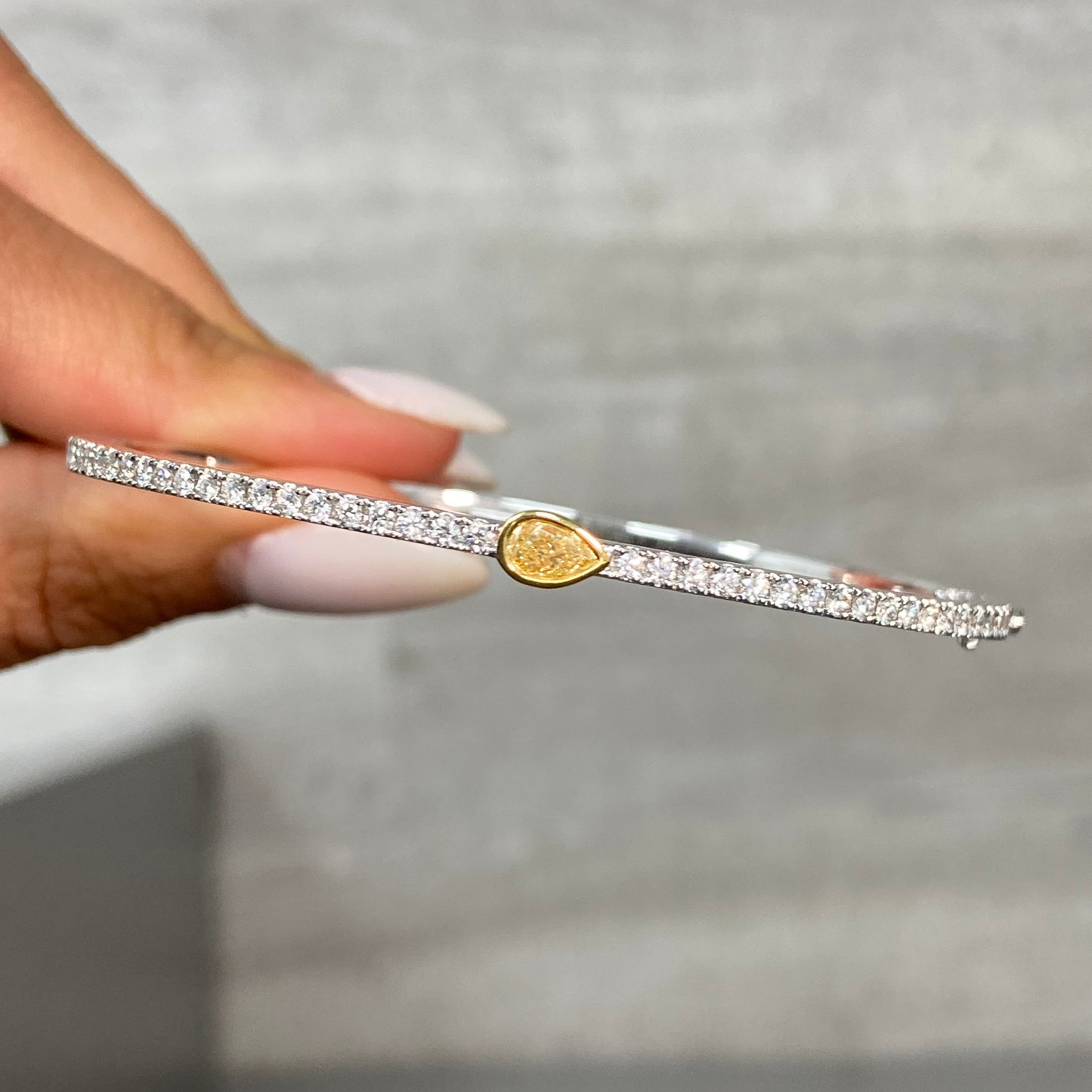 Pear-Shaped Yellow Diamond Bangle Bracelet