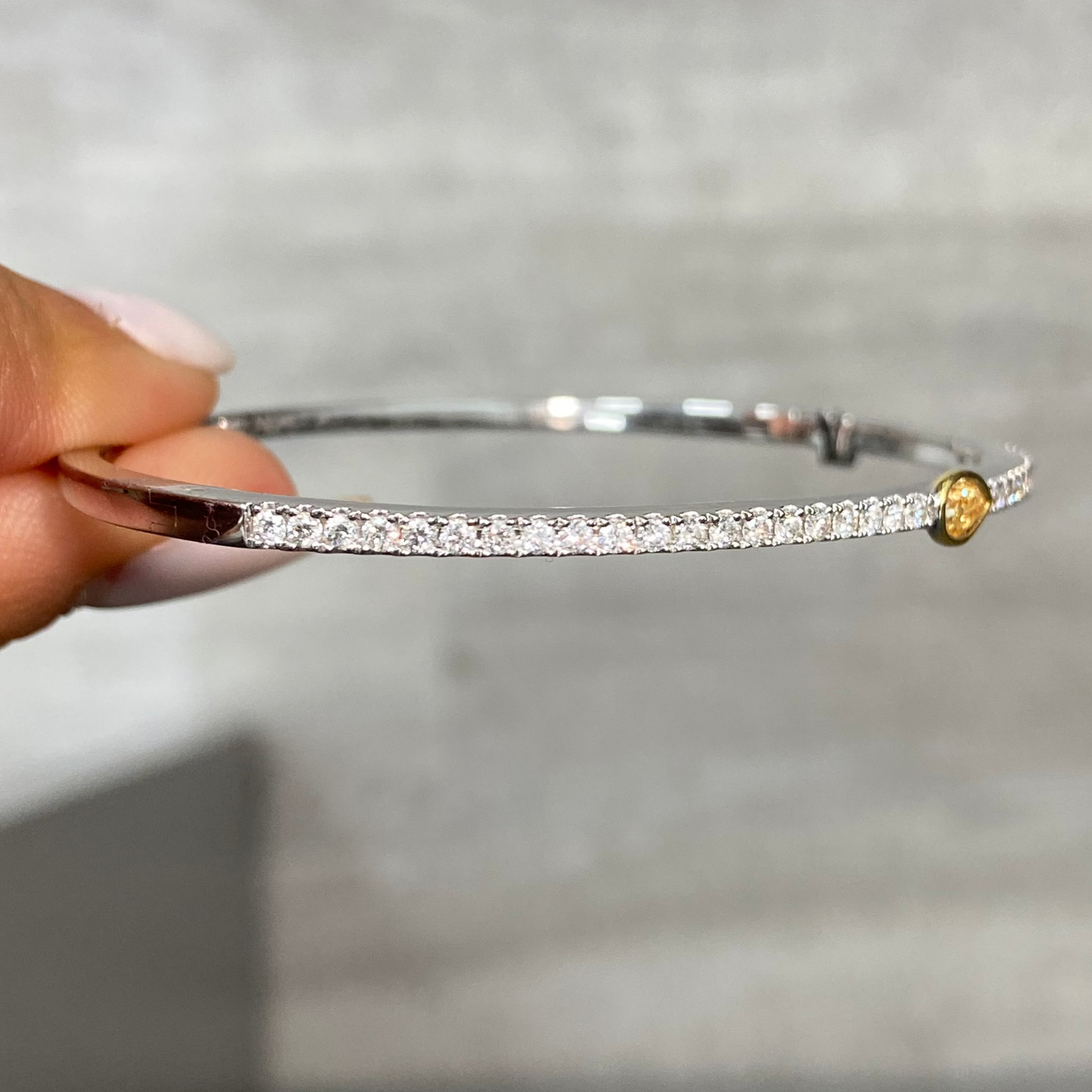 Pear-Shaped Yellow Diamond Bangle Bracelet