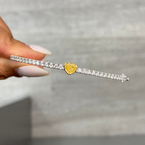 Heart-Shaped Yellow Diamond Bangle Bracelet