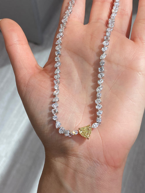 Mixed Shape with Fancy Yellow Heart Shape Diamond Necklace