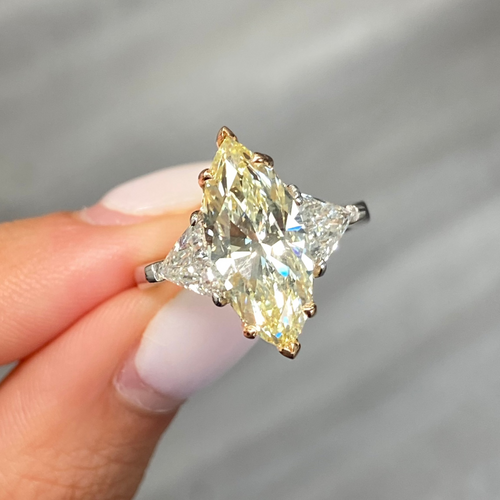 3 Carat Fancy Yellow Marquise Diamond Engagement Ring